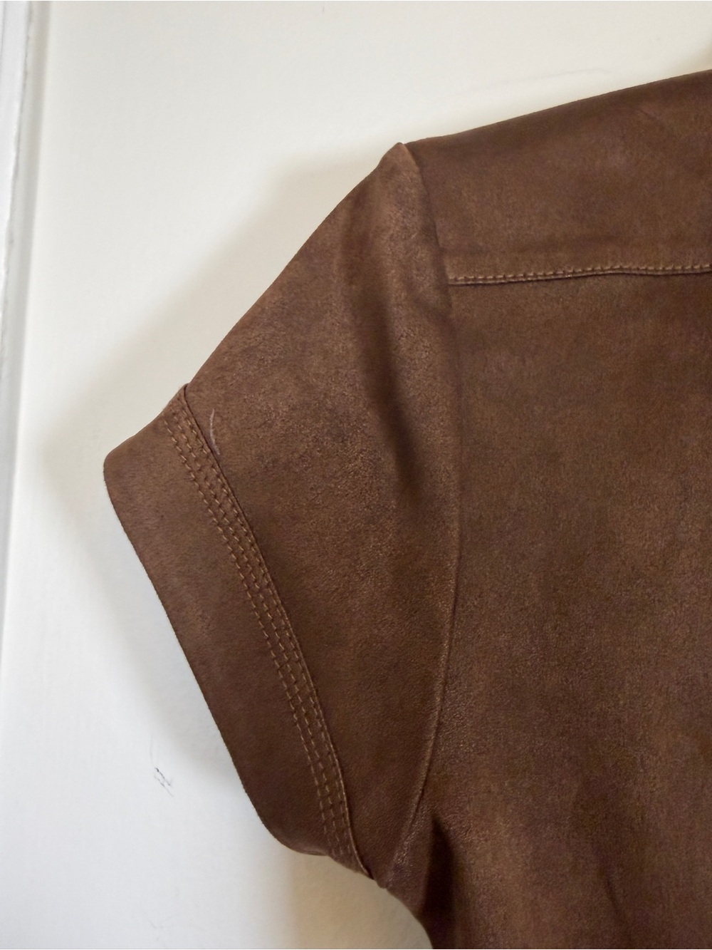 VINTAGE 90s INSANE BCBGMAXAZRIA Brown Faux Suede 2-Piece Skirt Set 6 Small Y2K - Picture 12 of 13